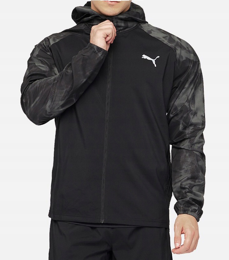3062 Pánská Bunda Puma S Kapucí Černá Běžecká Větrovka S