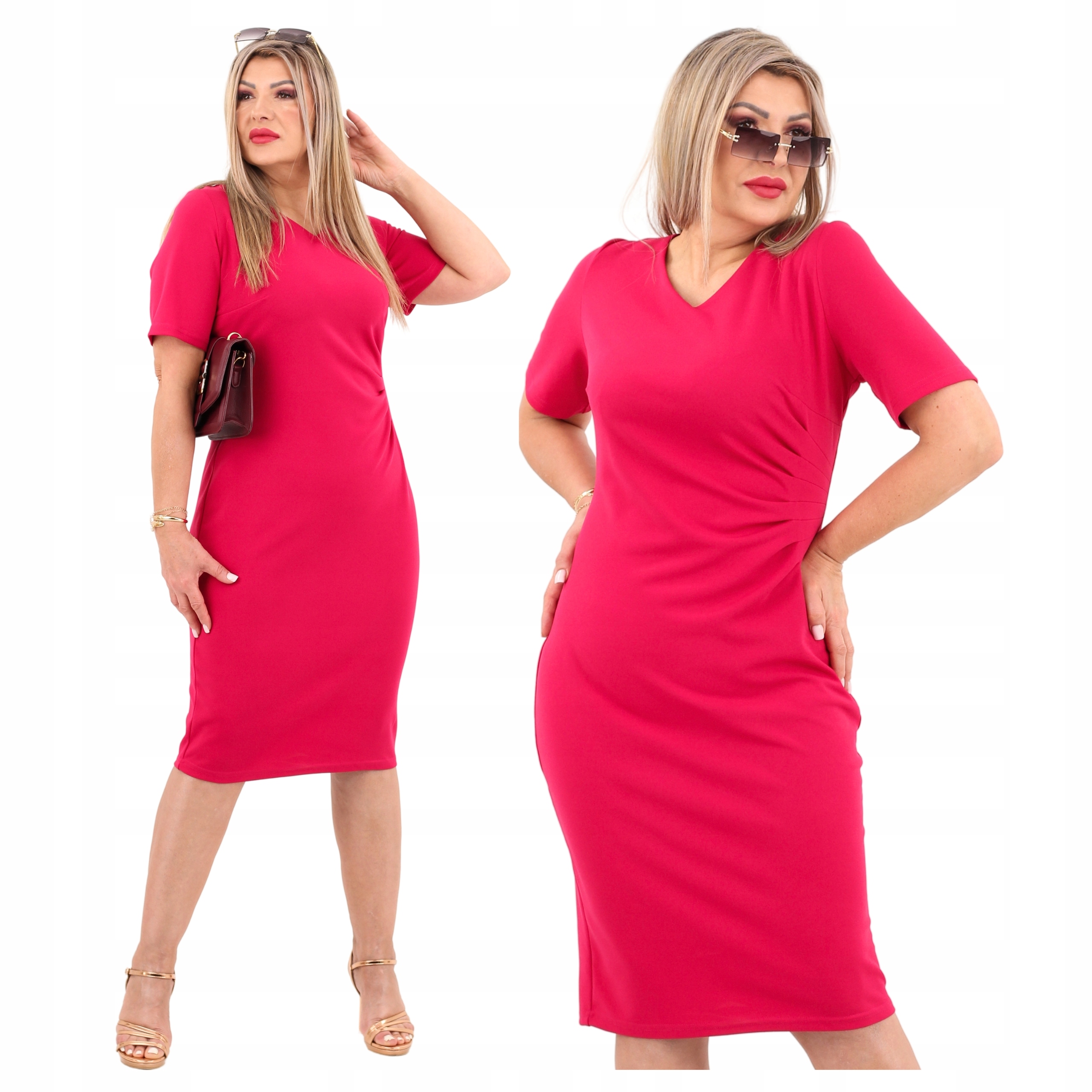 Sukienka z marszczeniem Polski Producent wizytowa duże rozmiary