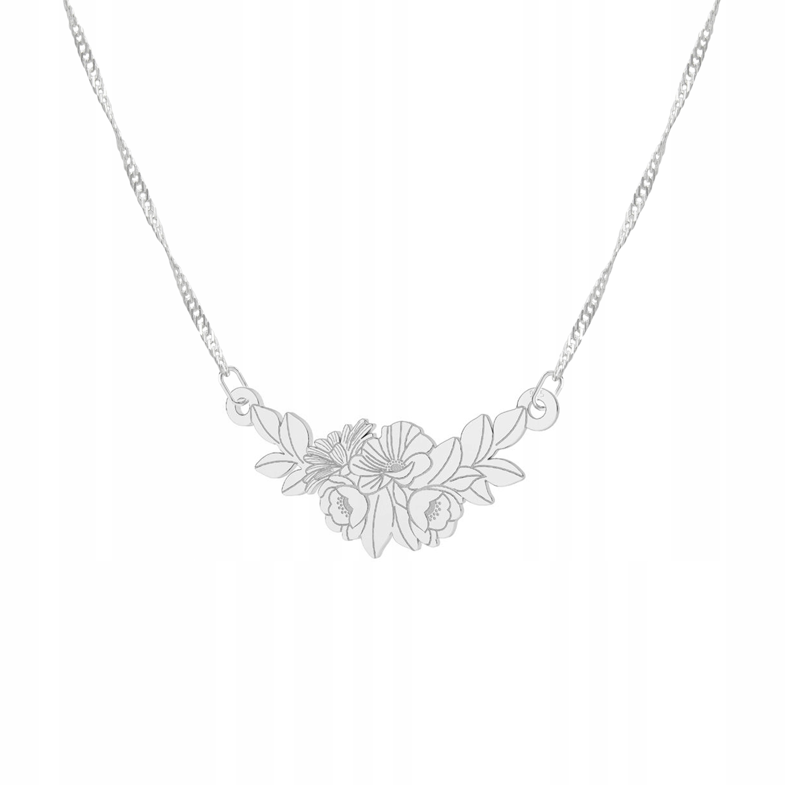 Stříbrný řetízek náhrdelník 925 Kytice květů