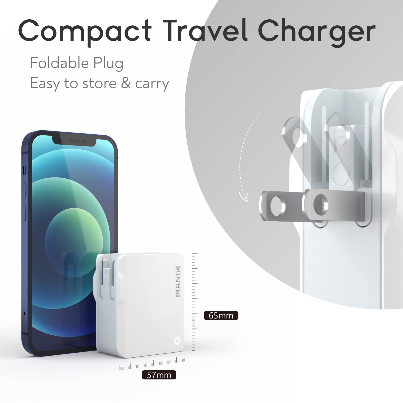 MANTO Ładowarka USB 4-Port 22W 44A Adapter Podróżny iPhone Android — miniatura 3
