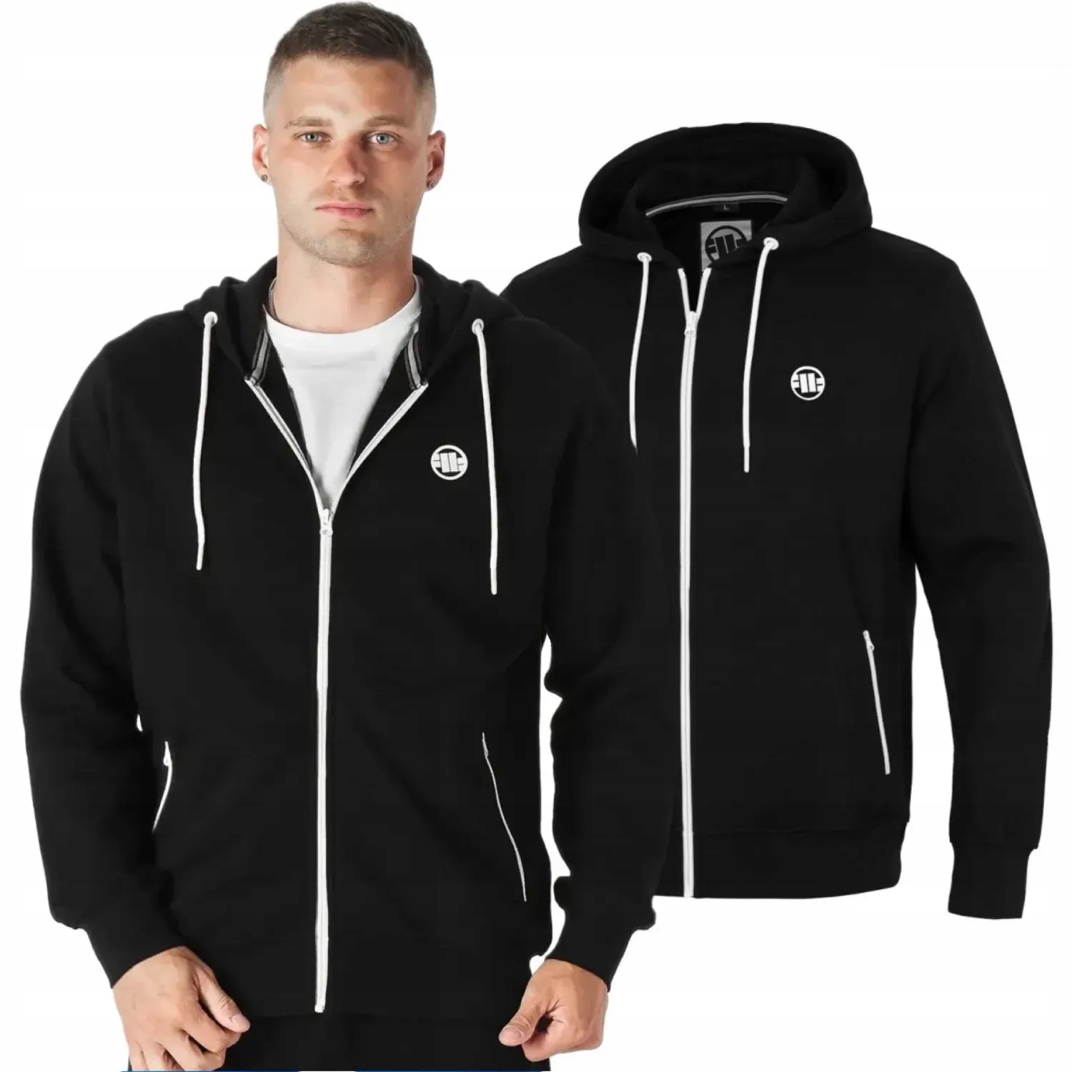 Rozepínací mikina s kapucí Pitbull Cotton Terry Small Logo černá M [M]