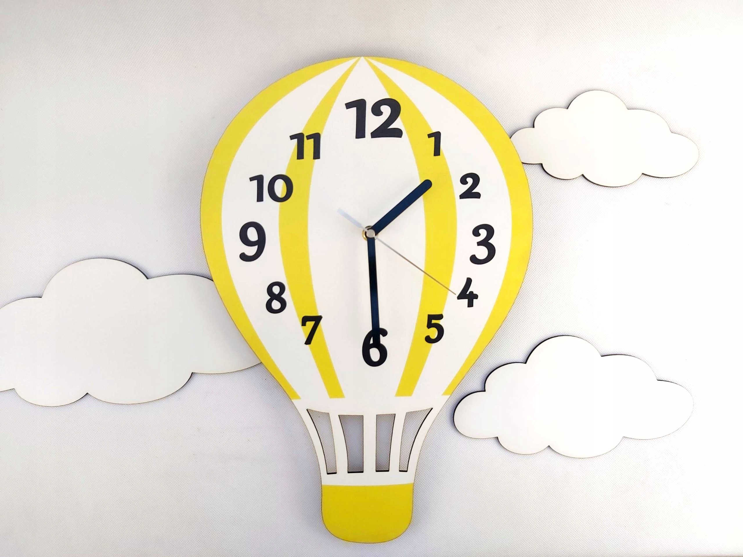 Zegar ścienny BALON chmurki styl skandynawski żółt