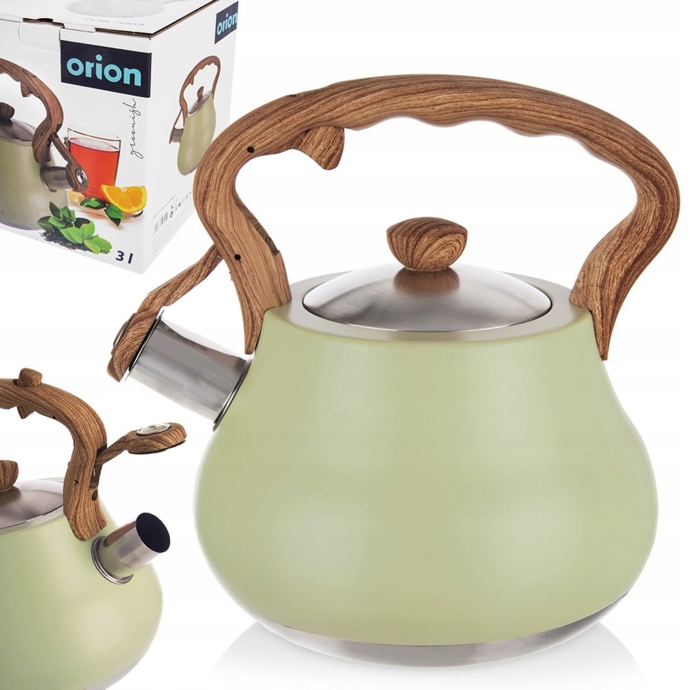 Konvice Zelená Pastelová ocelová s píšťalkou pro vaření vody na sporáku
