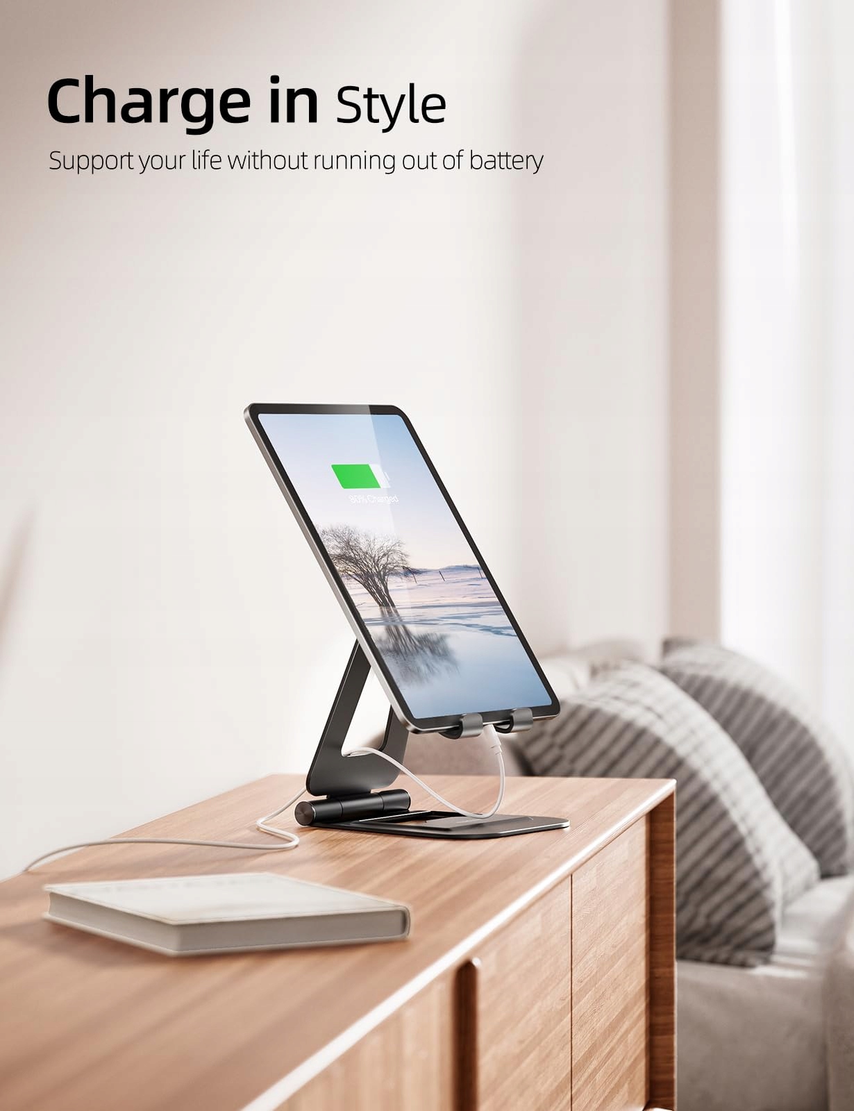 NULAXY Aluminiowy Składany Stojak na iPad Tablet iPhone Czarny — miniatura 2