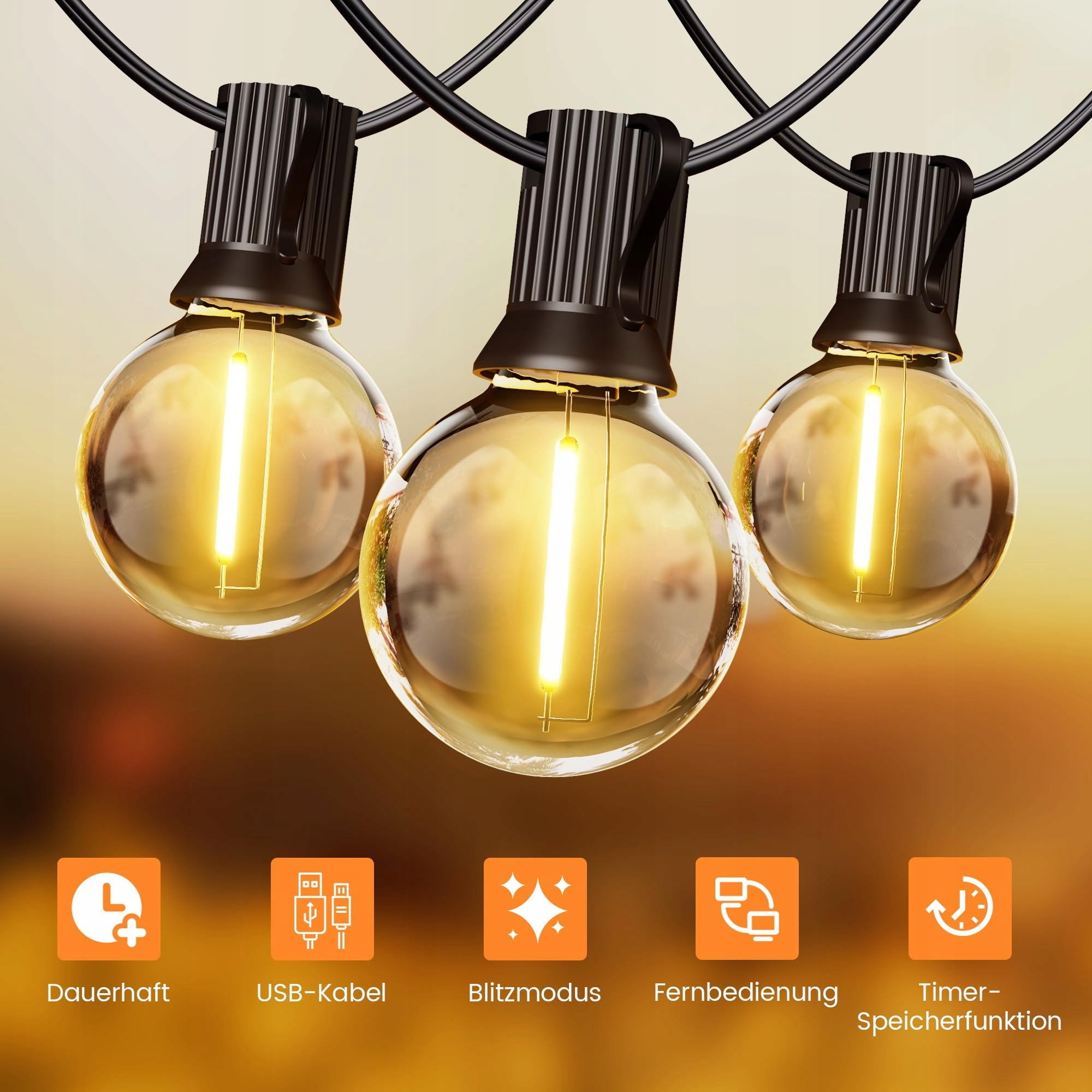 OHLUX Solarna Girlanda LED 18M 27 G40 IP65 Wodoodporna Na Balkon Ogród — miniatura 6