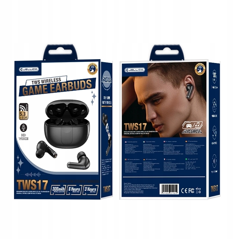 Jellico bezdrátová sluchátka TWS17 černá