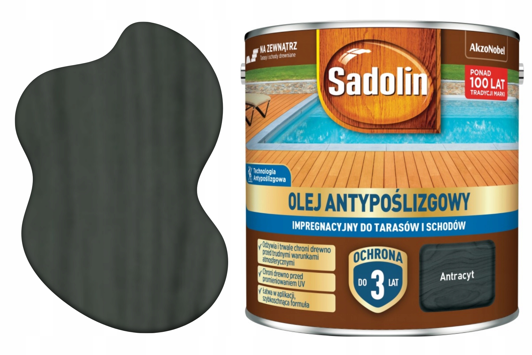 Sadolin Olej impregnacyjny Antypoślizgowy Antracyt 2,5L