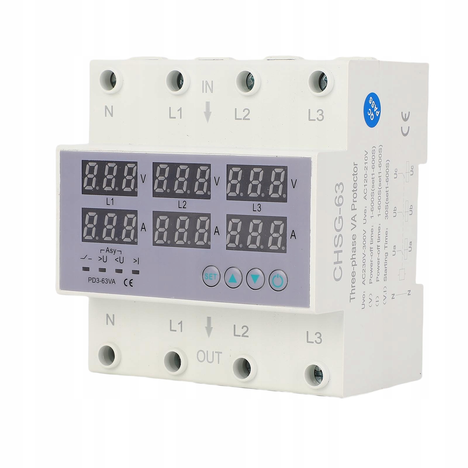 Voltmetr Ukazatel Napětí 3F Třífázový Digitální 390-500V 63A