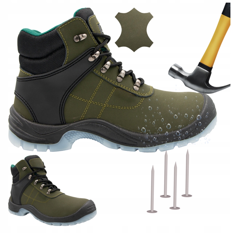 Pánská pracovní obuv S3 kožená, voděodolná s špičkou, odolná proti propíchnutí