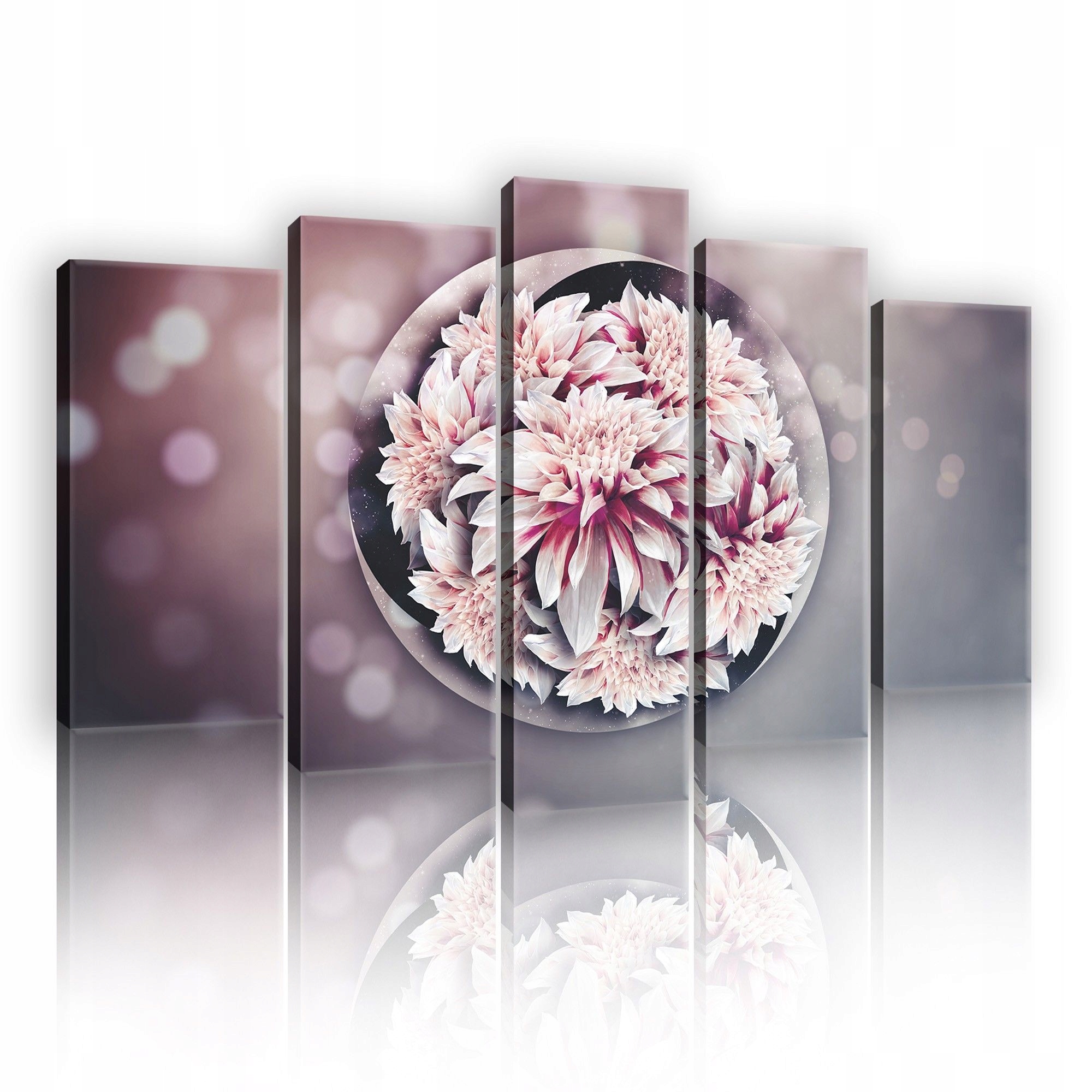 Obraz 100x60 Květiny jiřiny růžová bílá kytice bokeh abstrakce stěna