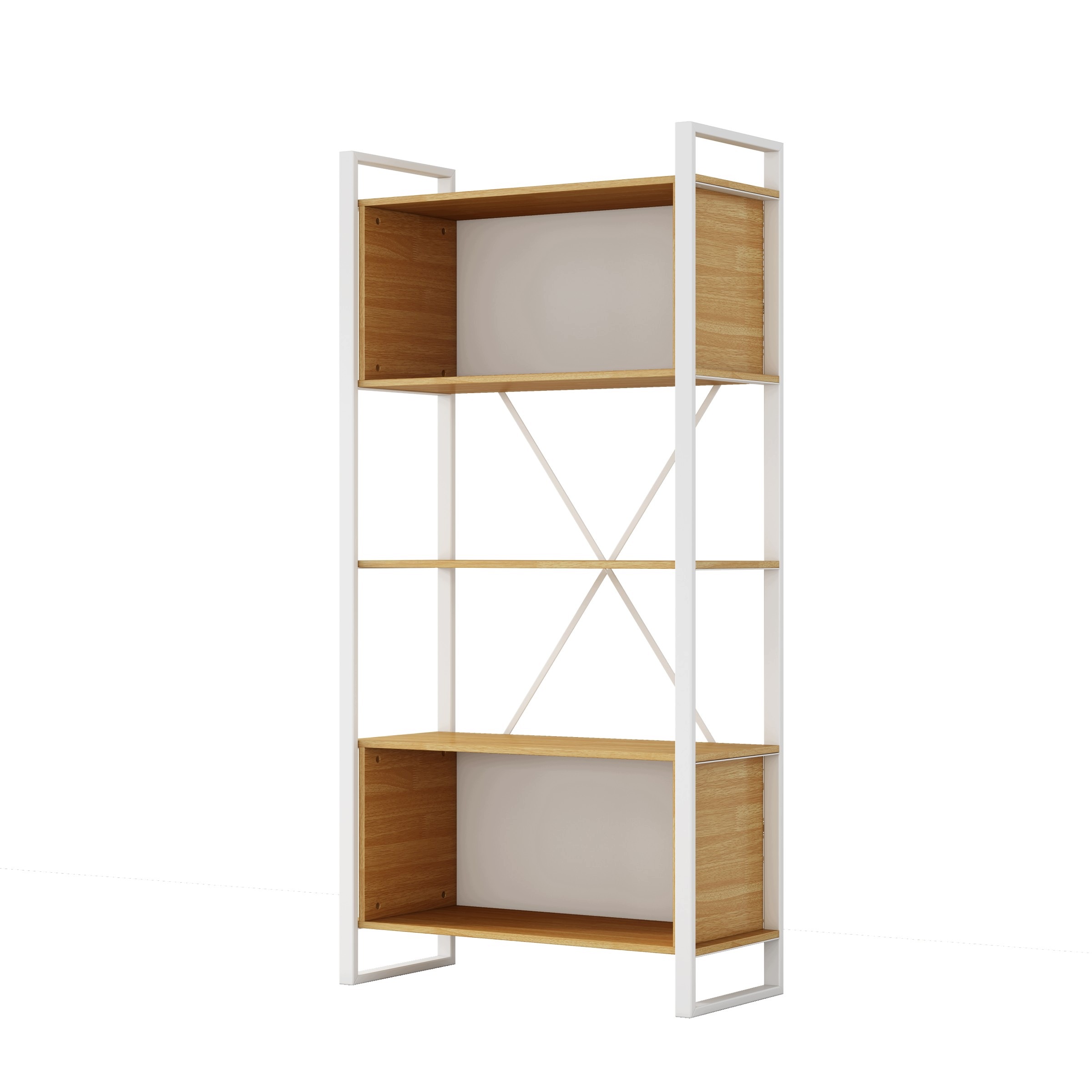 Wysoki regał biurowy Houseland Nuvia Stack 90 cm dąb/biały