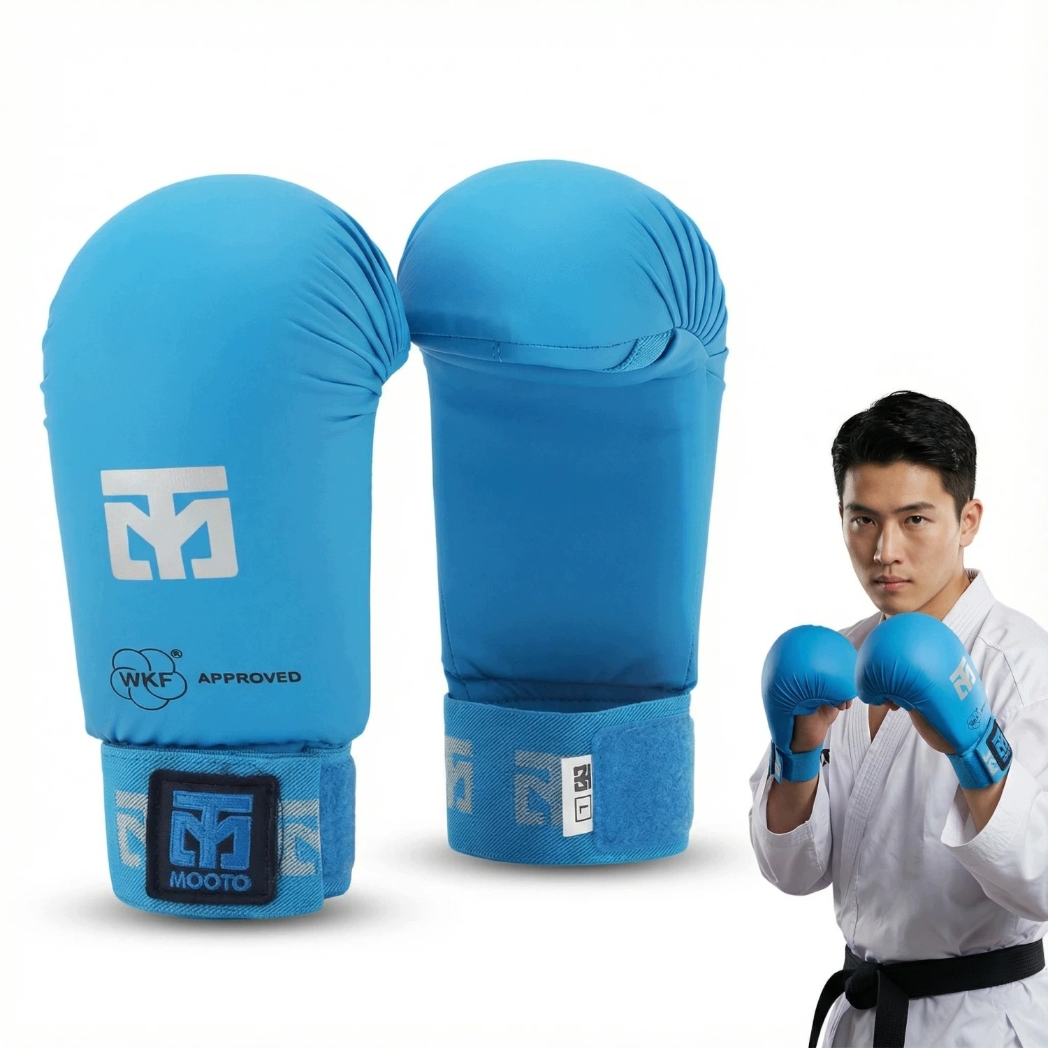 Ochraniacze dłoni rękawice Karate Wkf Approved roz. S Blue Mooto