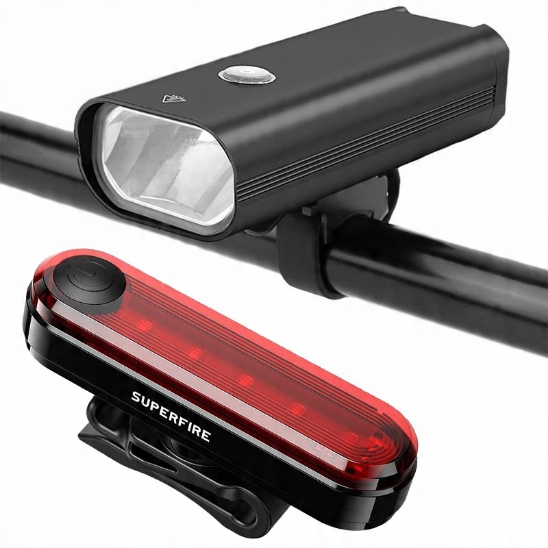 

Zestaw Led Lampka Rowerowa Superfire Przód Tył Usb