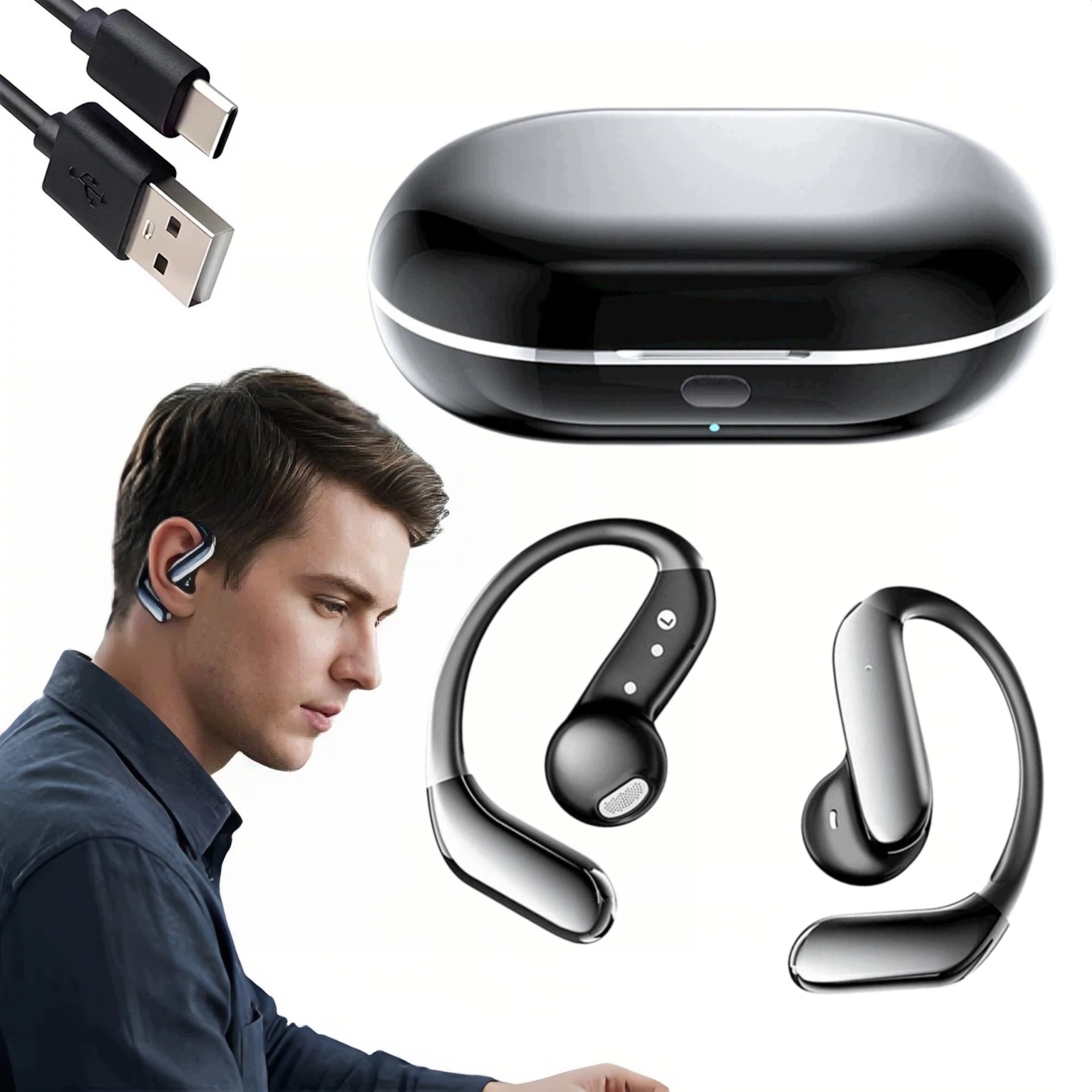 Bezdrátová sluchátka přes uši Sportovní Bluetooth 6.1 Powerbanka 400 mAh