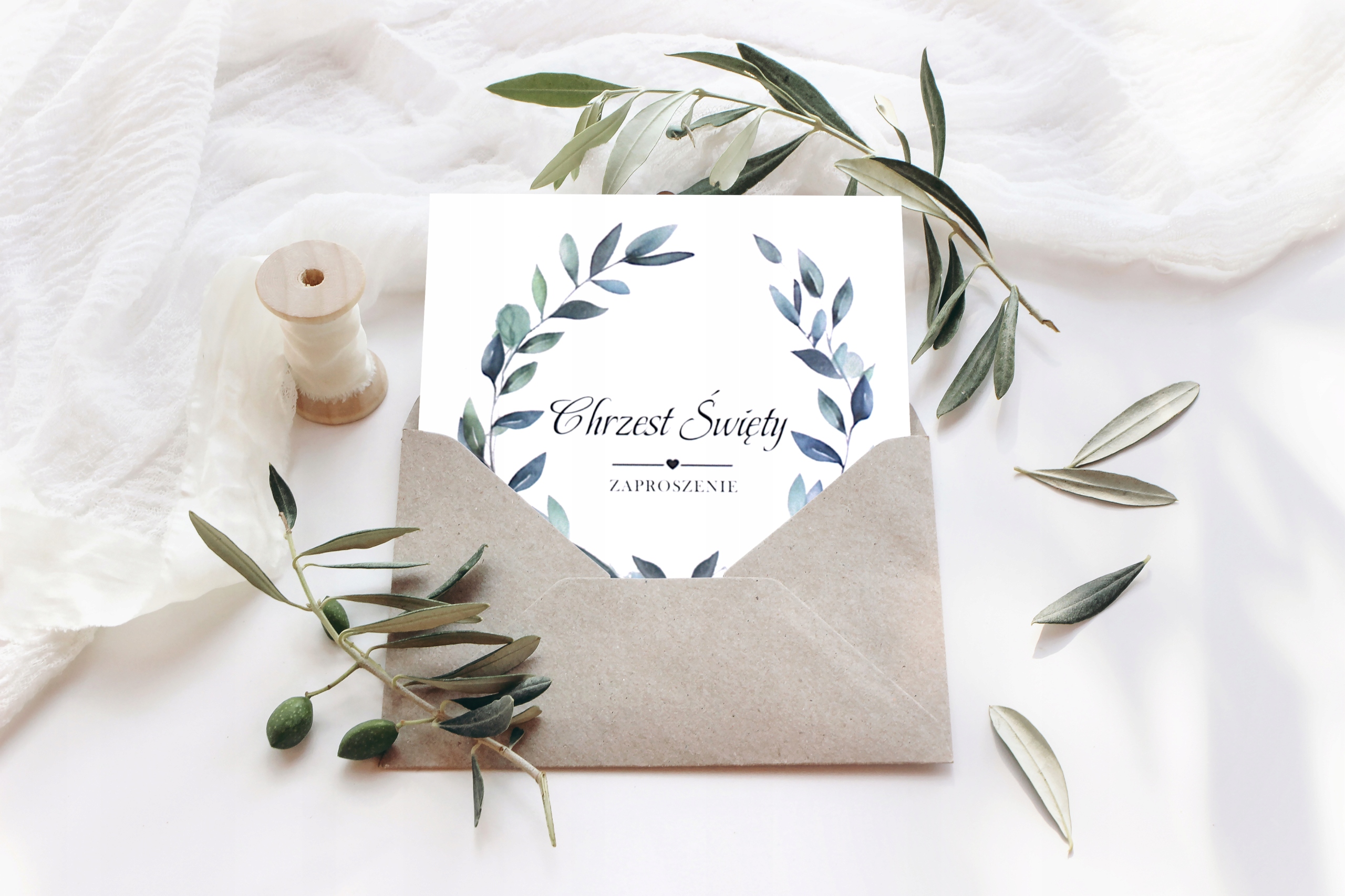 Zaproszenia na Chrzest z kopertą Kolor wielokolorowy