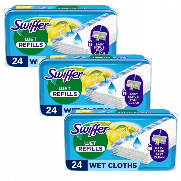 3x Swiffer Wet Refills mokré ubrousky na podlahu Citrus 24 ks