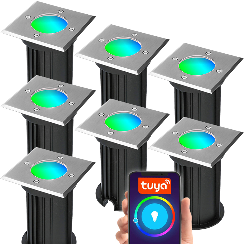 7x Oprawa Najazdowa Rgb Sterowanie Telefonem Smart Tuya GU10 IP65 230V Led