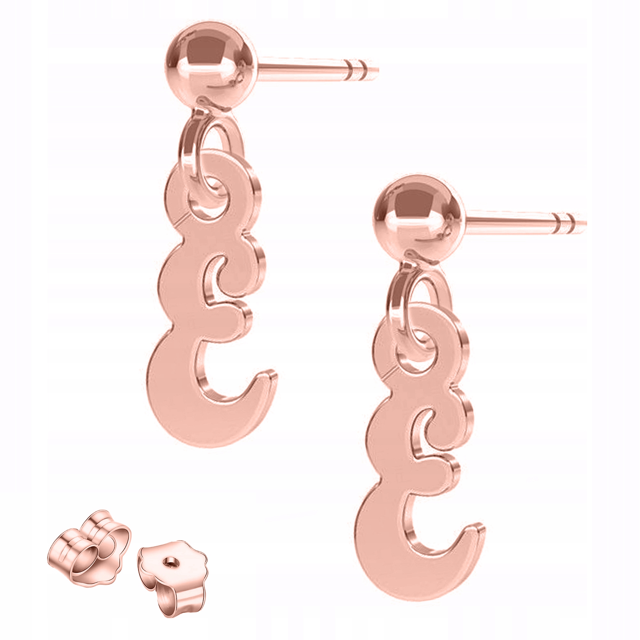 Náušnice Pozlacené s písmeny Iniciály Letter Písmena E Stříbro 925