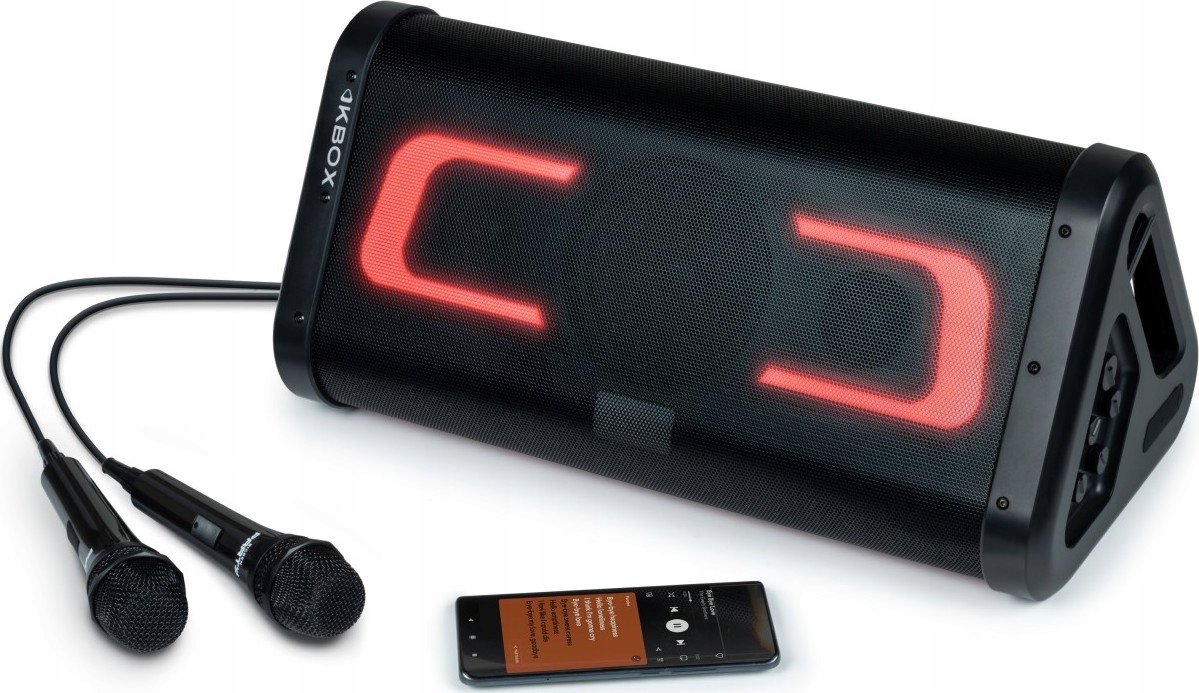 Big Ben Bluetooth reproduktor 2x Mikrofon Party Kbox Karaoke Podsvíceně 200W