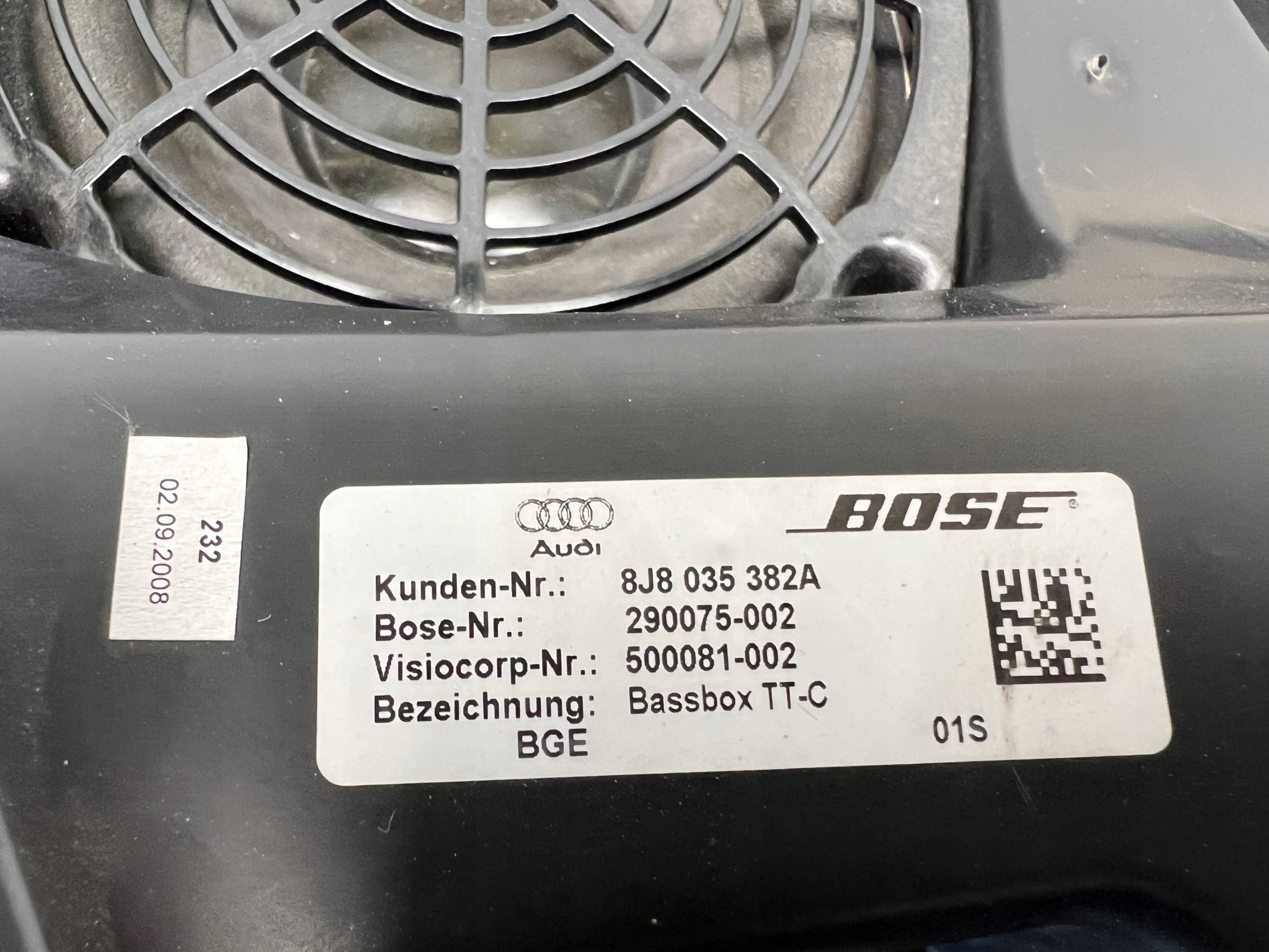Audi TT 8J speaker subwoofer BOSE 8J8035382A