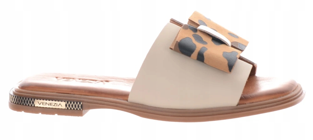 Venezia dámské béžové nazouváky s leopardím vzorem z přírodní kůže 36