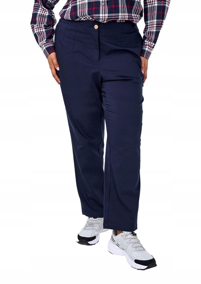 plus size Zizzi Elegantní Tmavě Modré Kalhoty Rovné Nohavice 286A 46