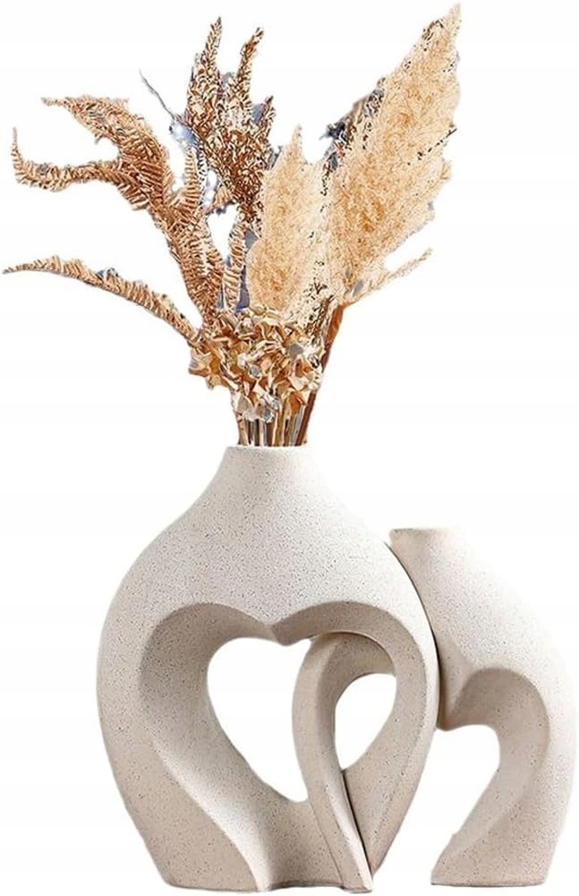 2 Kusy, Váza na květiny béžová Boho 20.7 cm Moderní váza dekorace