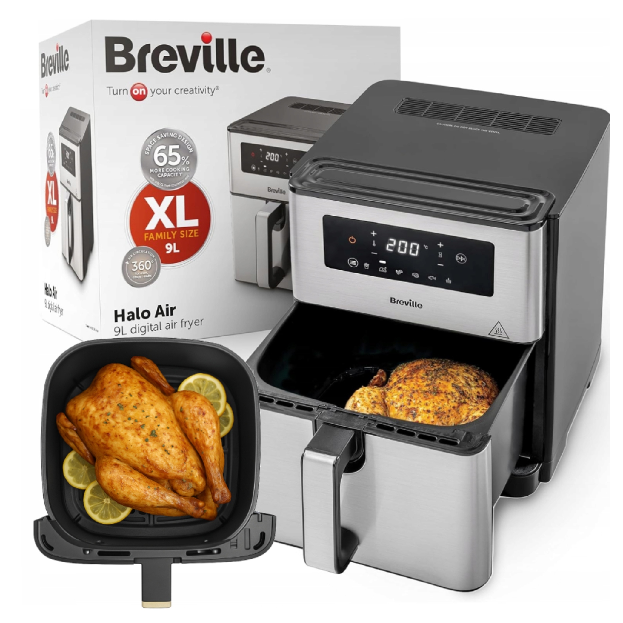 Frytkownica Frytownica Beztłuszczowa XXL Duża Air fryer Breville 9l 1700 W