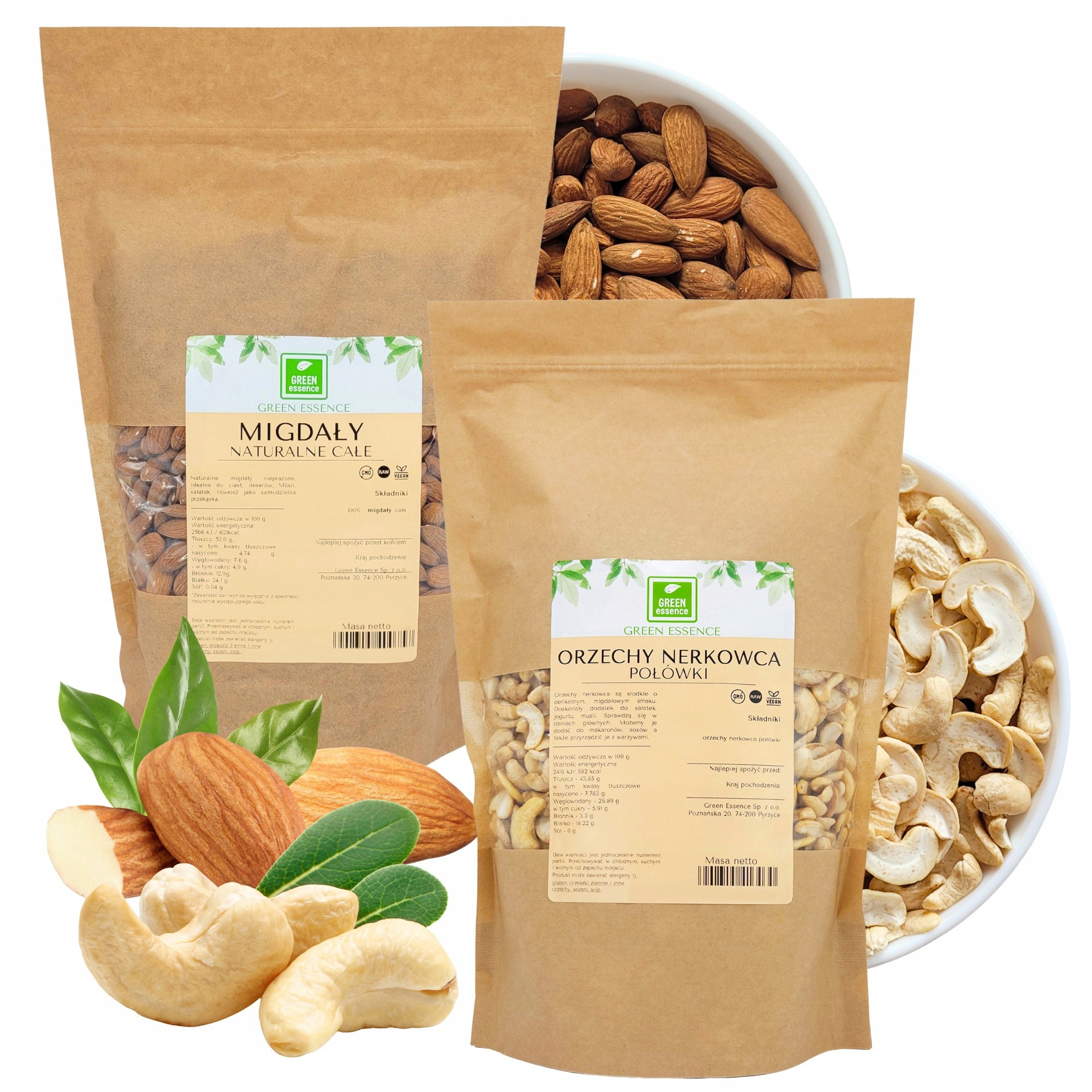 Levně Mandle Celé Kešu Ořechy kešu ořechy půlky přírodní velké 2x 1kg mix