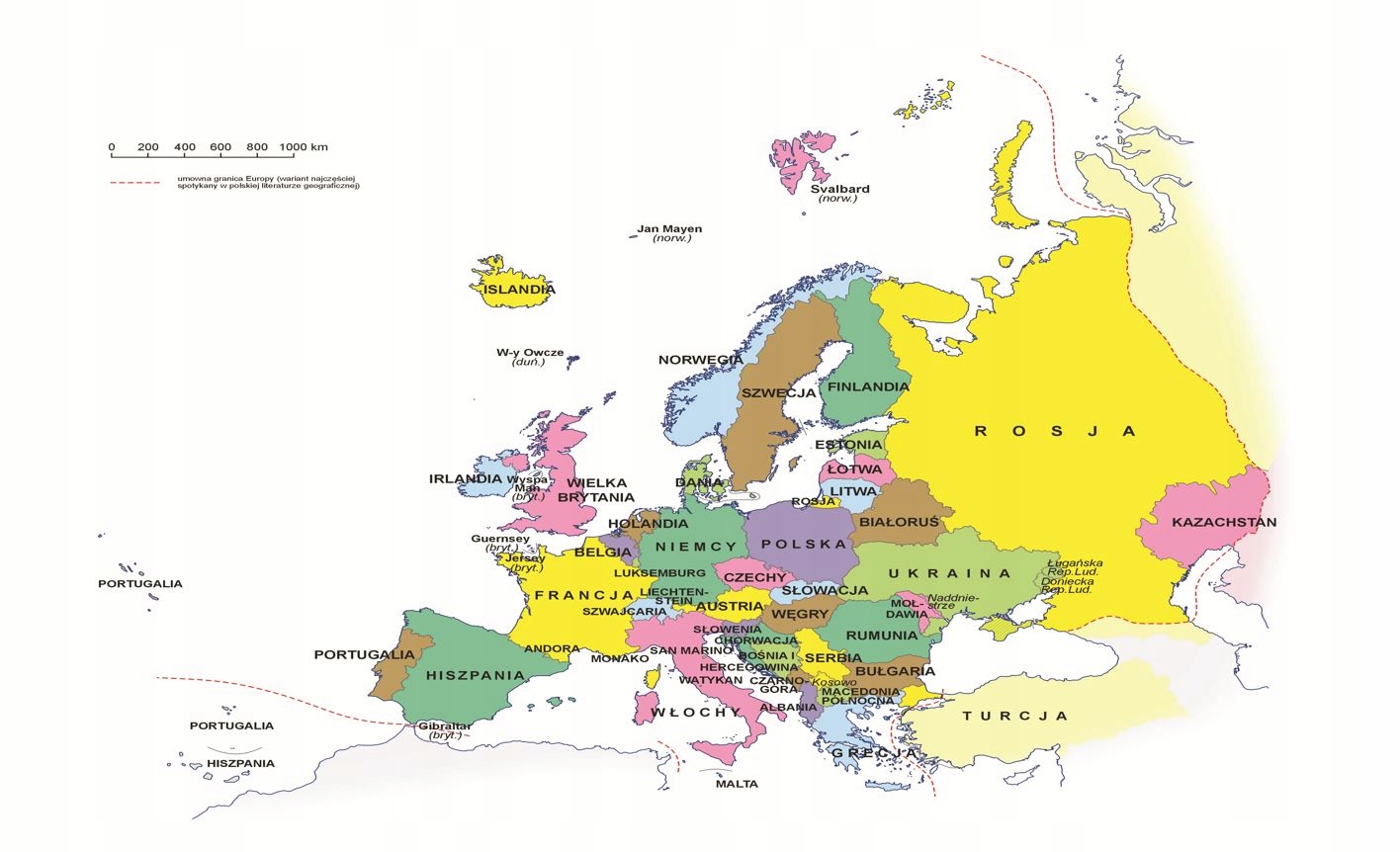 Mapa Europy Państwa Po Polsku Polityczna Mapa Europy Po Polsku - plakat 21x30 cm 11999688798 - Allegro.pl