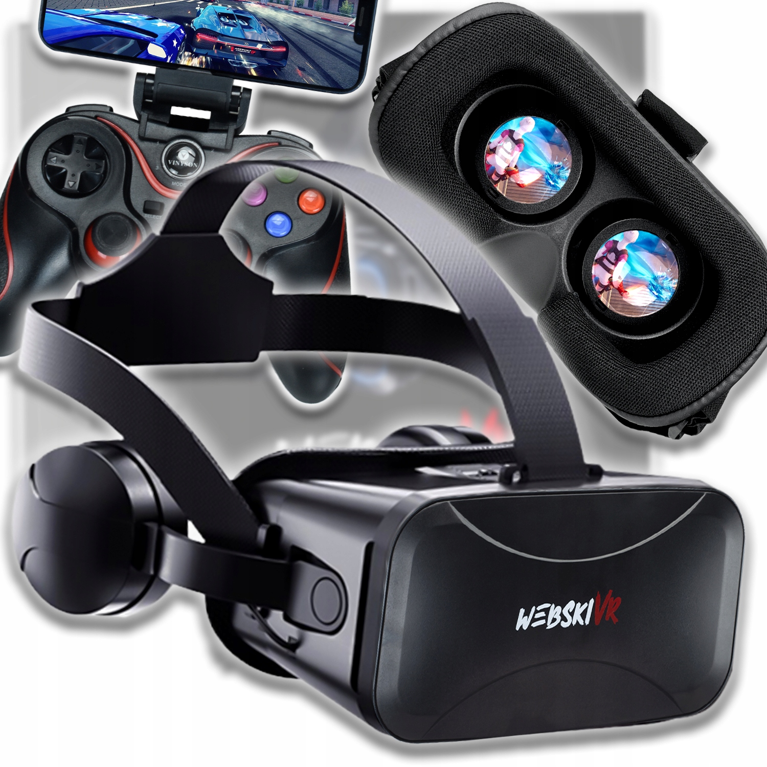 Brýle Vr 3D S Sluchátky Do Uší Pro Telefon, Herní Smartphone Bt Gamepad