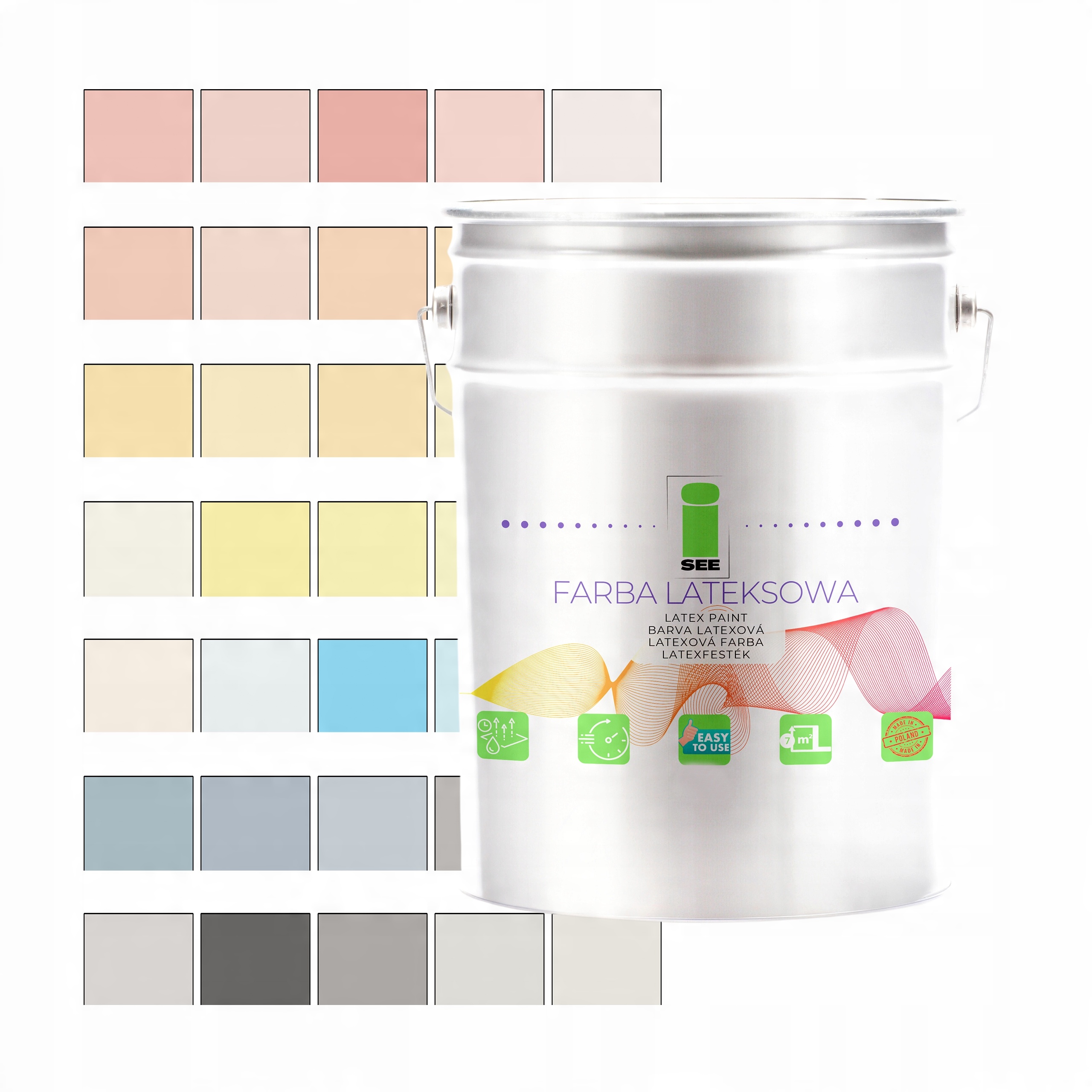 Umývateľná Keramická Farba Na Steny 5 L Nástenná 72 Farieb Odolná Voči Škvrnám