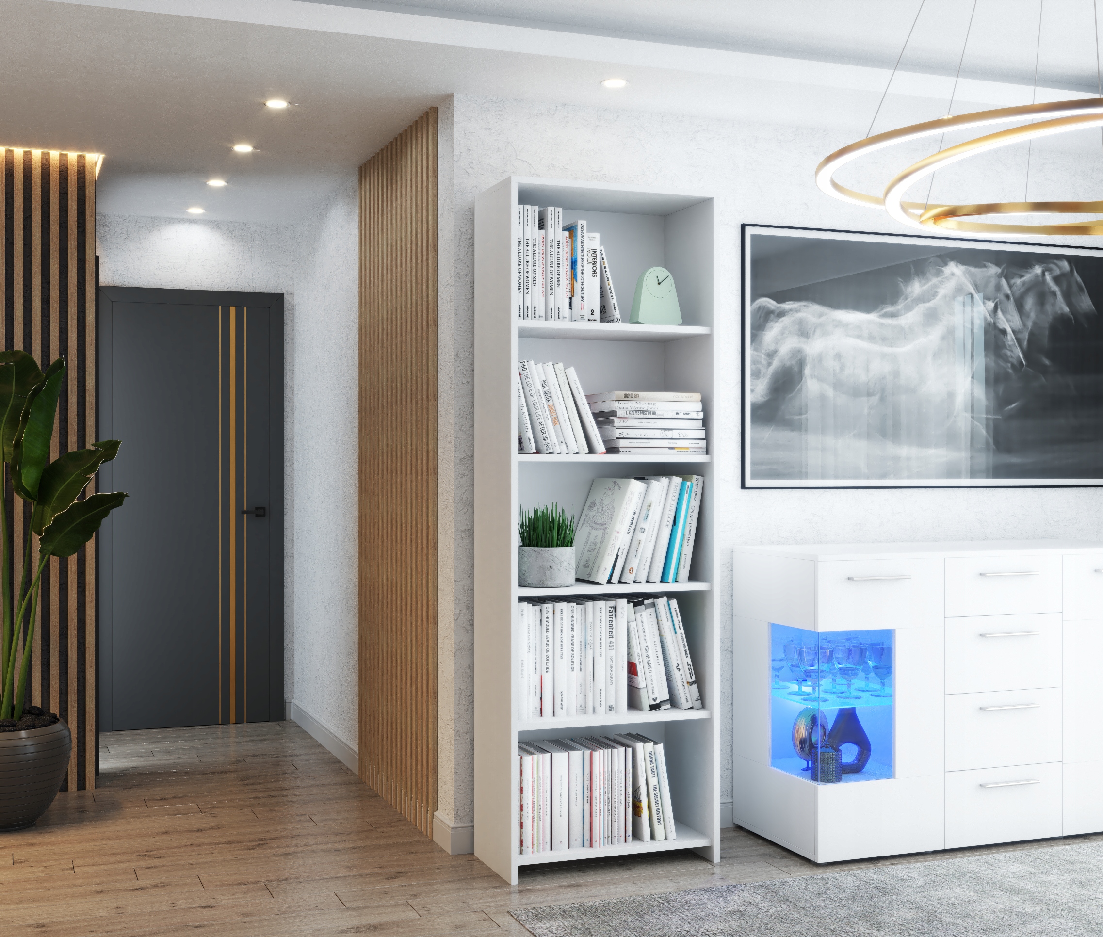 REGAŁ NA KSIĄŻKI SEGREGATORY PÓŁKA SŁUPEK BIUROWY BIAŁY MAT KLASYK 60 cm Kod producenta STYL KLASYCZNY