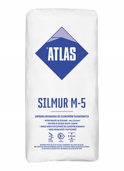 Zaprawa Do Bloczków Atlas Silmur M-5 Szary 25 Kg