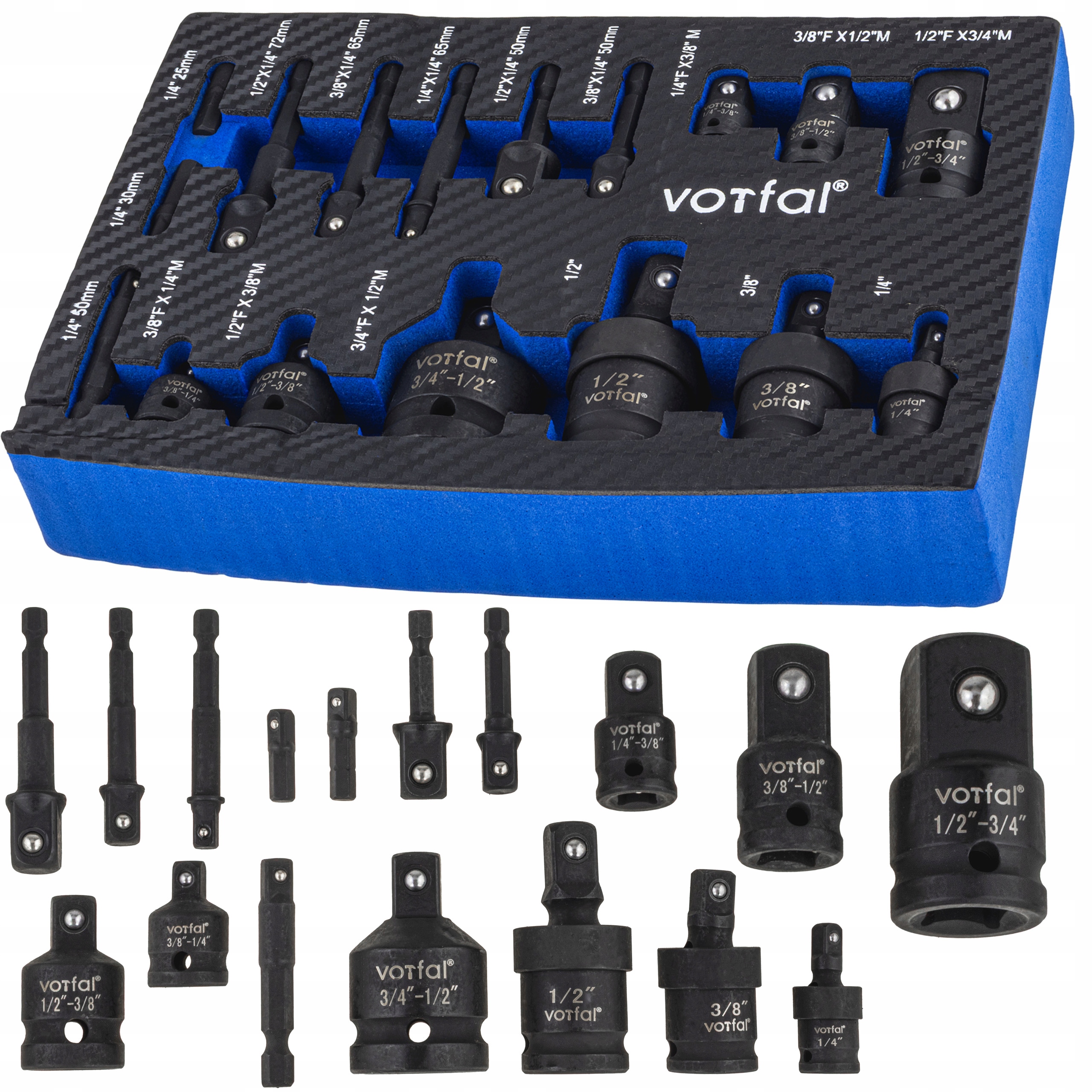 Redukcje Adaptery Redukcyjne Udarowe Nasadki Przedłużka 1/2 3/8 3/4 17 El.