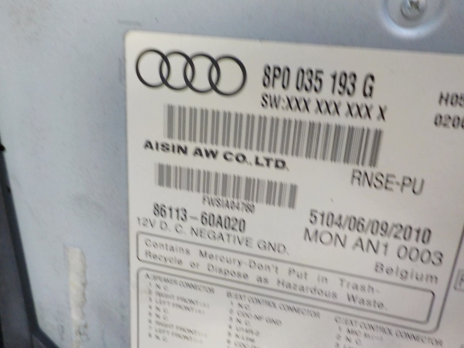 AUDI A3 II 8P RADIO Navigation 8P0035193G