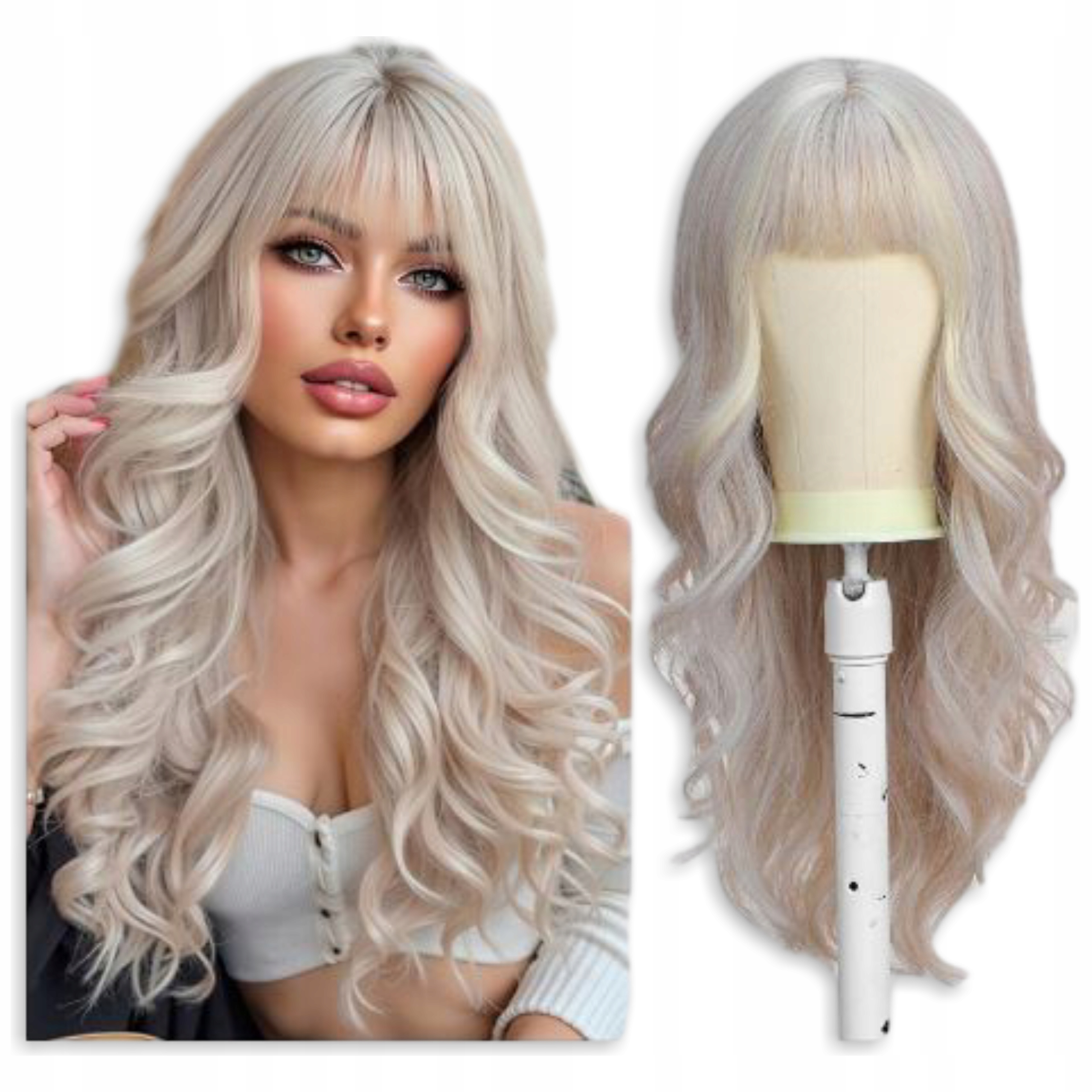 Paruka Esmee Dlouhá Vlnitá Hříva Platinová Blond 60 cm LC1148-1