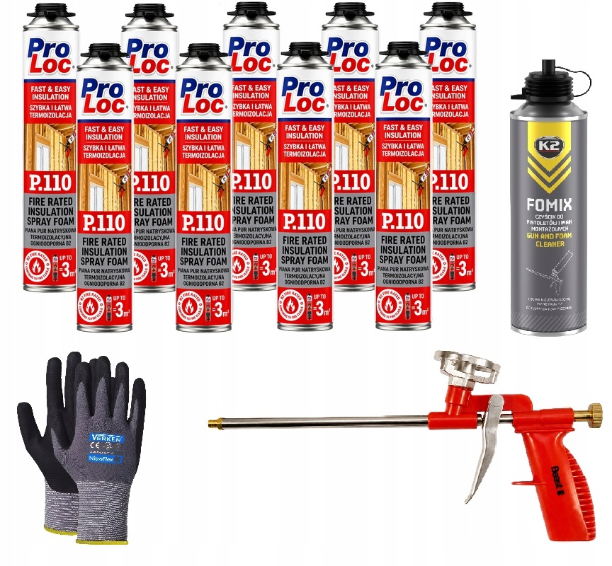 x9 Pur pěna Stříkací pěna Termoizolační Ohnivzdorná ProLoc P110