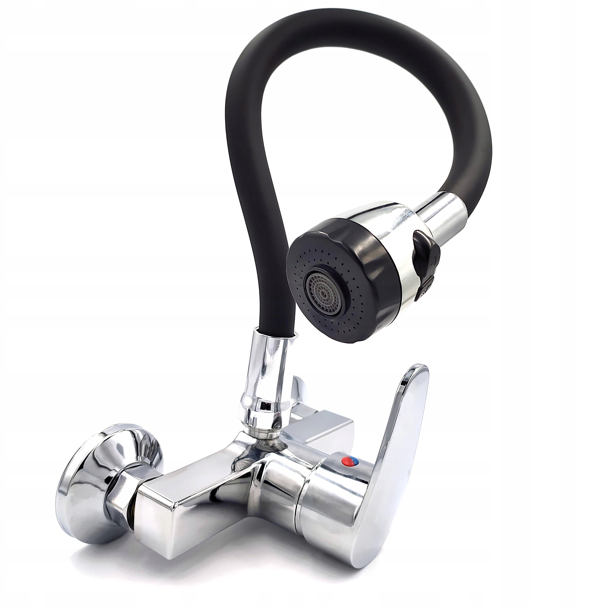 BATERIA KUCHENNA ŚCIENNA ELASTYCZNA RUCHOMA WYLEWKA FLEX CHROM CZARNA Linia FOCUS