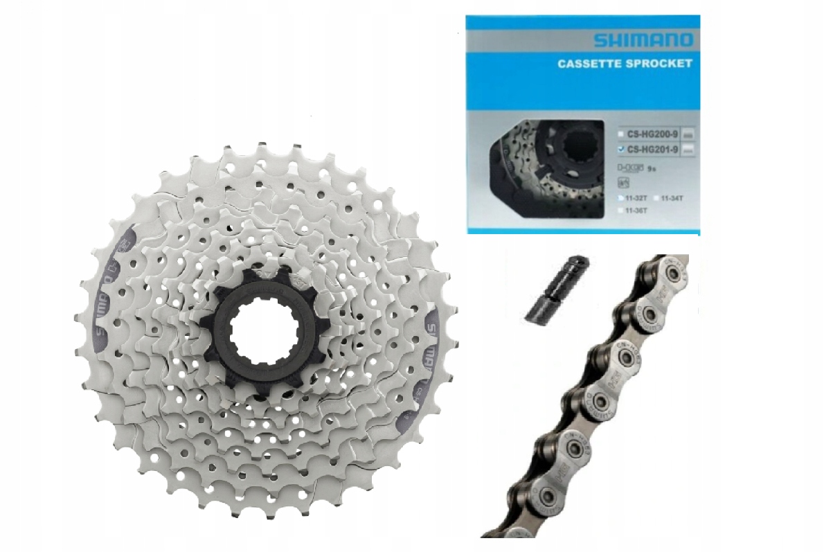 Zestaw kaseta 9rz Shimano CS-HG201 11-32 + CN-HG53