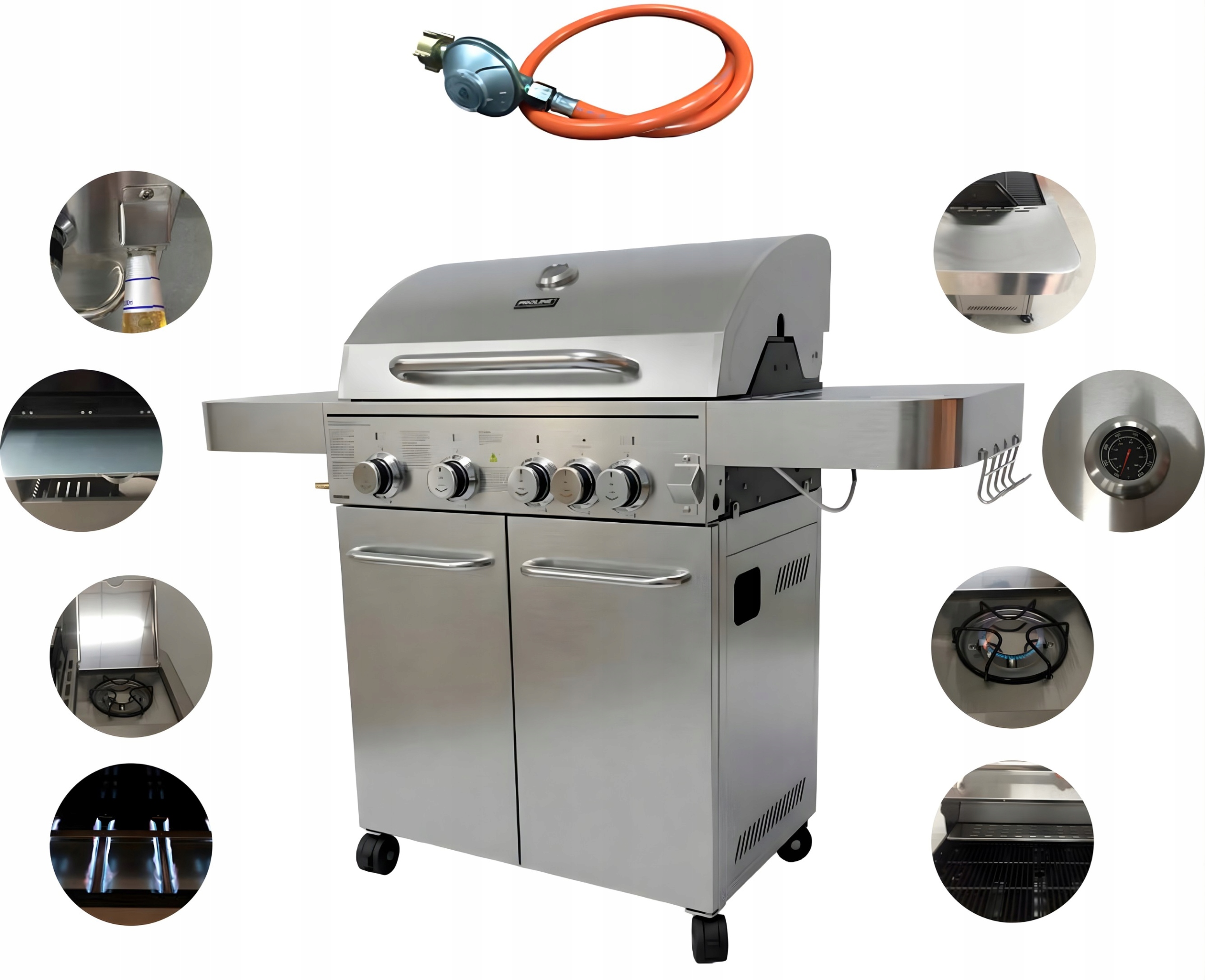Grill gazowy Proline 40214 5 palników ruszt żeliwny 17,15 kW