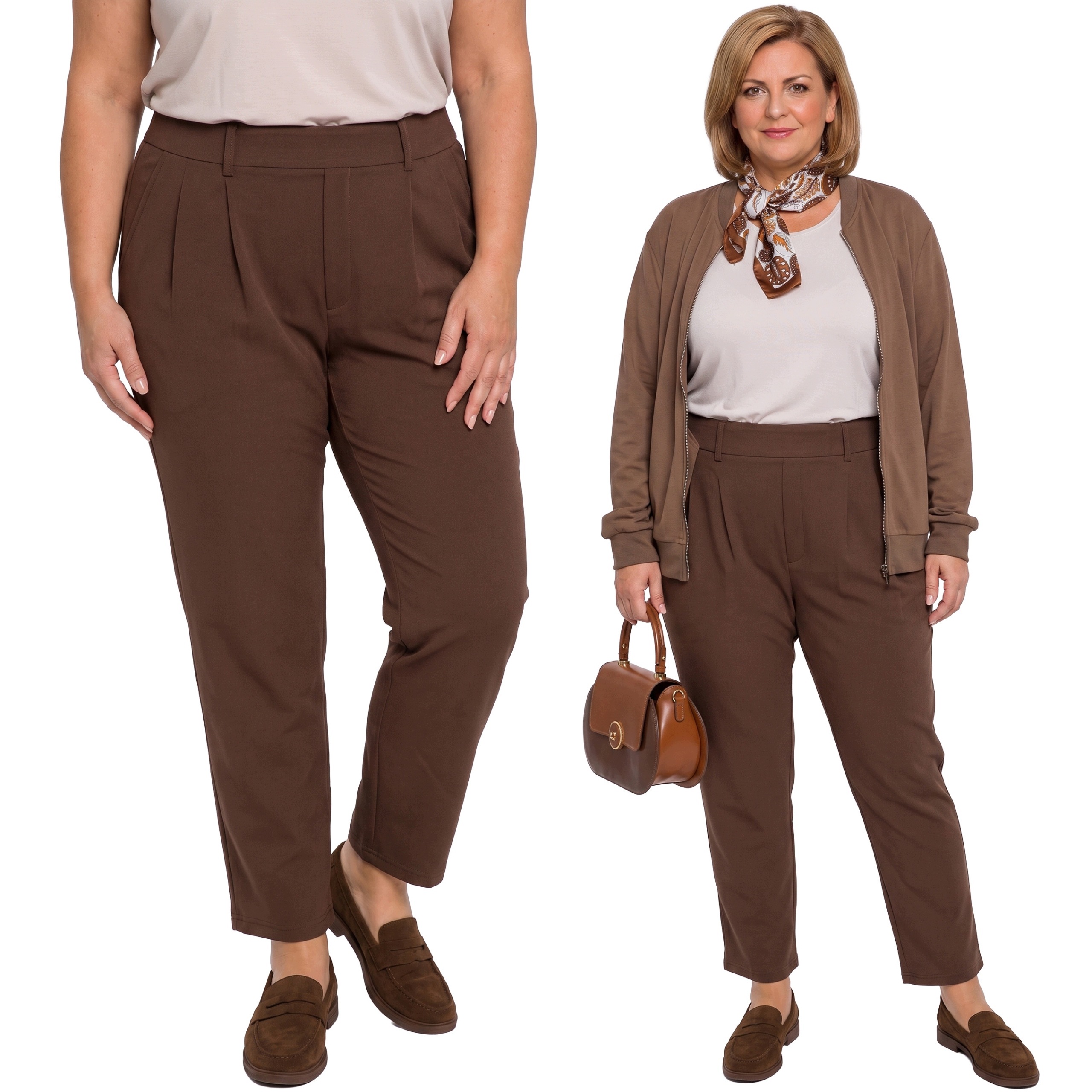 Hnědé kalhoty plus size velikost 46/48