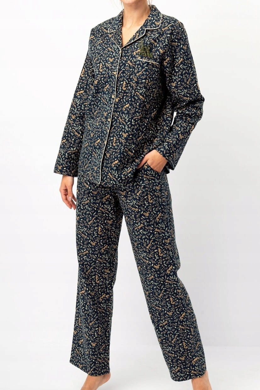 Dámské flanelové pyžamo Key Lns 706 B25 tmavě modré [Velikost L]