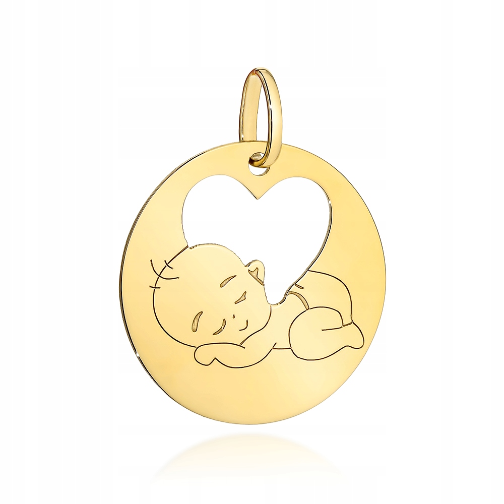Zlatý přívěsek 585 Kolečko s miminkem a Srdíčkem 1.28g Celebrita