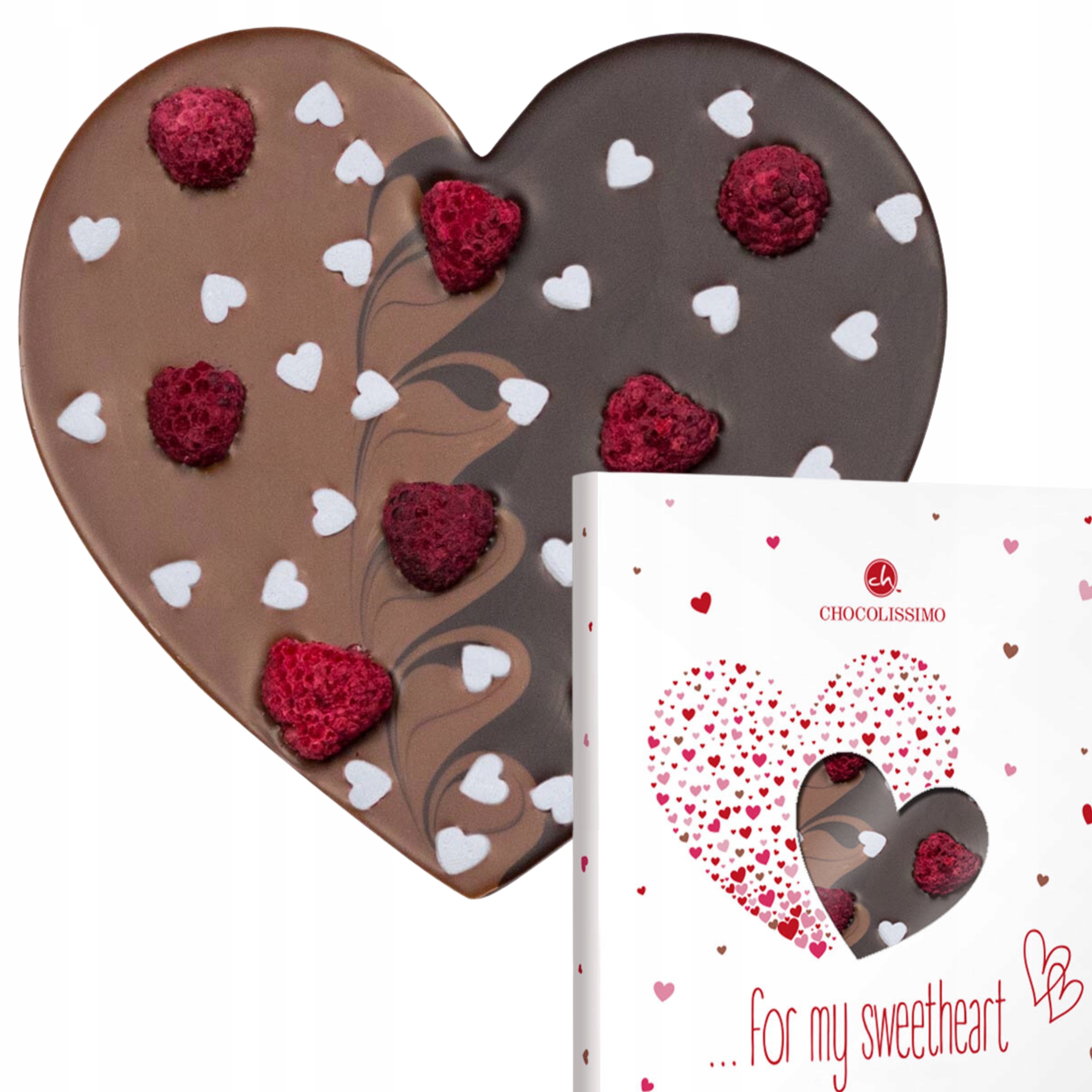 Levně Dárek na Velikonoce Narozeniny Belgická čokoláda Srdce XL Maliny sladkosti
