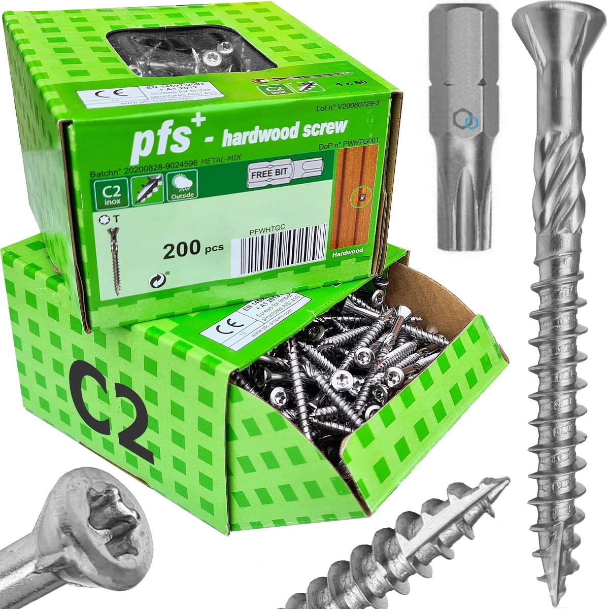 

Wkręty Tarasowe 4x40 Nierdzewne C2 Torx +bit 200sz