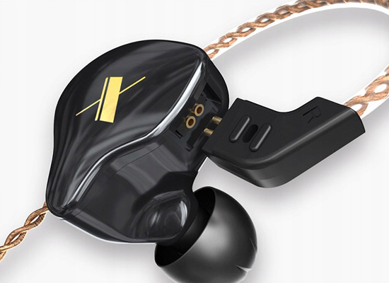 SŁUCHAWKI DOKANAŁOWE HI-FI MONITORY DOUSZNE WYMIENNY PRZEWÓD 2PIN KZ EDX Regulacja głośności nie