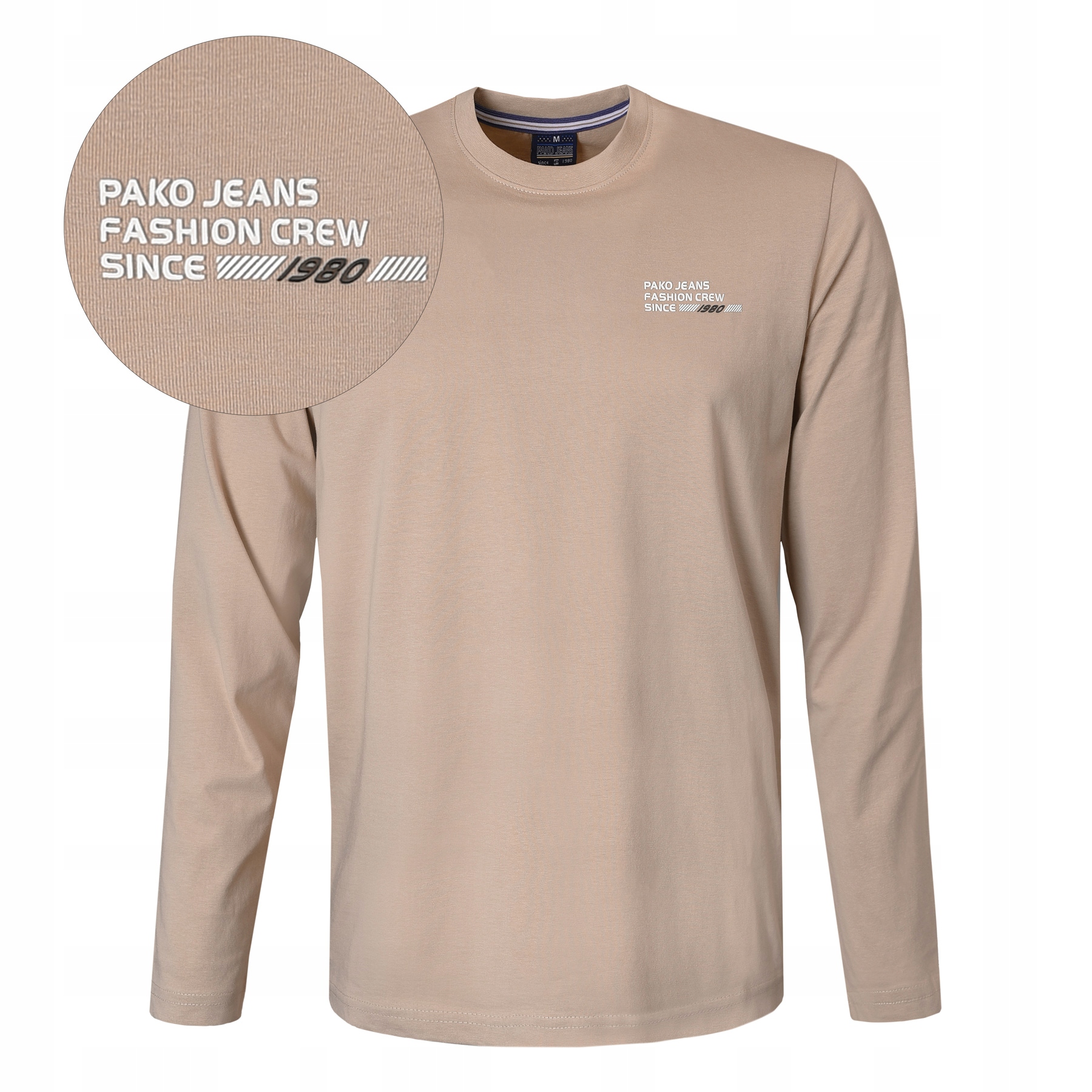Longsleeve Pánské Tričko s dlouhým rukávem Bavlněné Béžové 2XL Pako Jeans