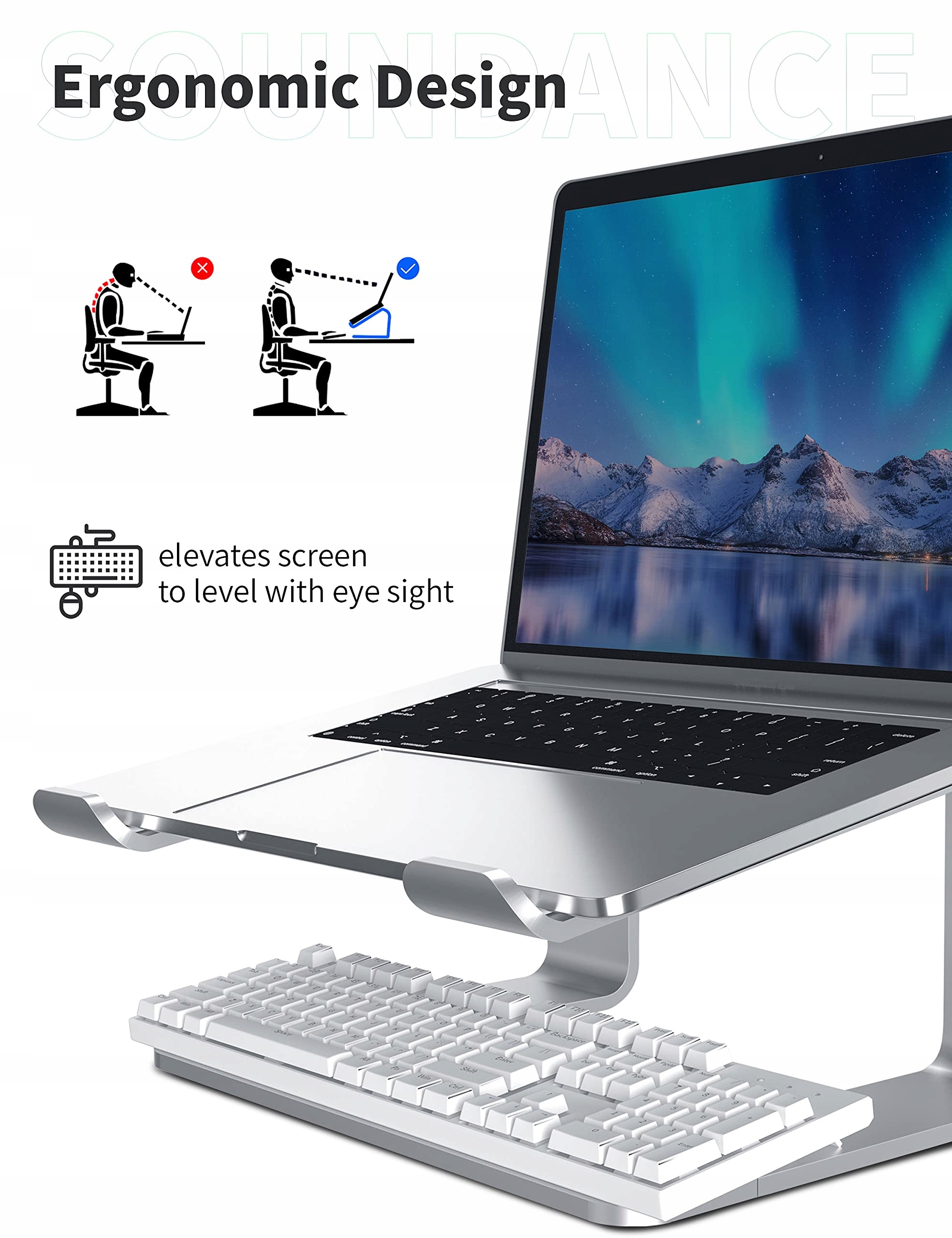 SOUNDANCE Aluminiowy Stojak Na Laptopa Ergonomiczny Do Biurka 10-156 Cali — miniatura 3