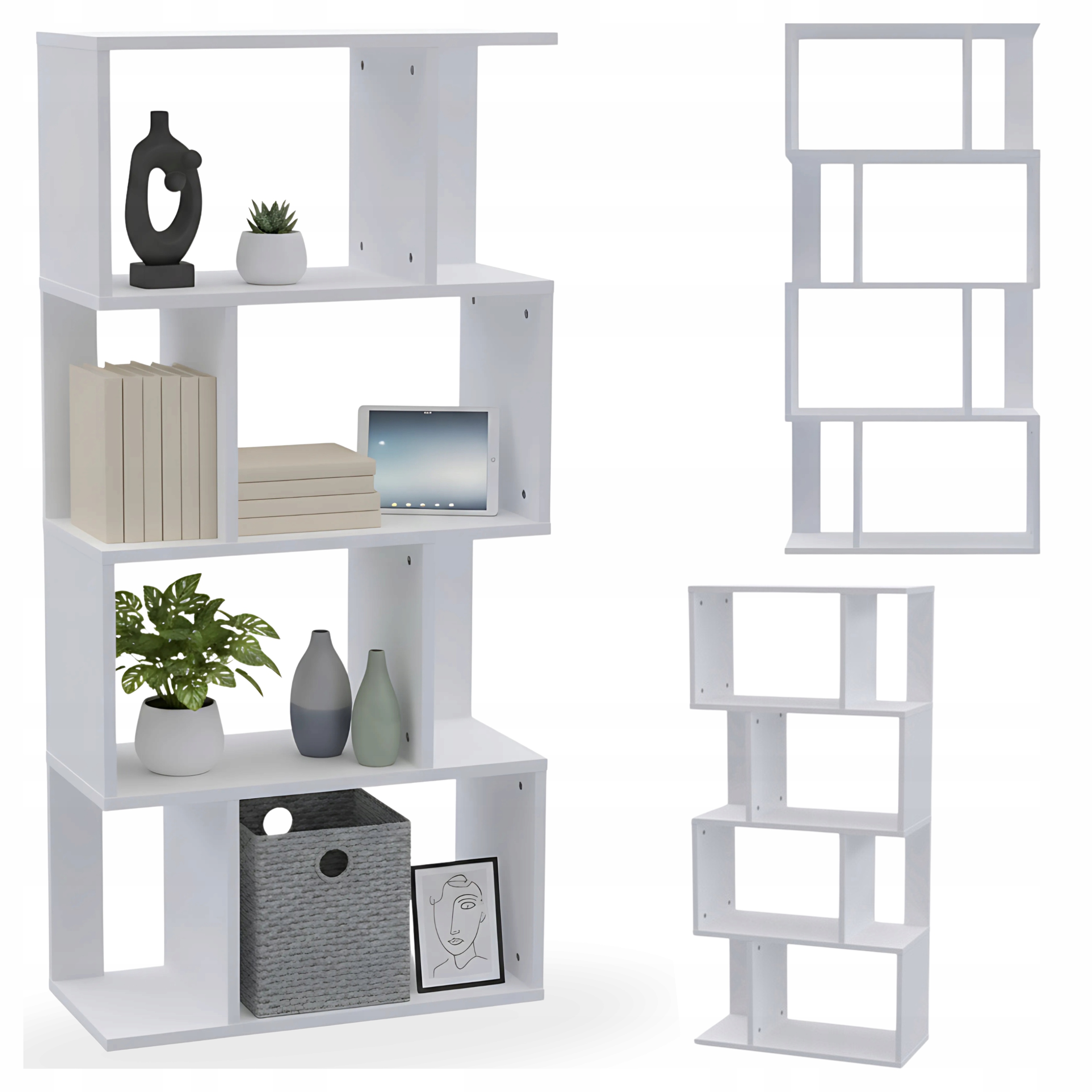 Regál bílý skříňka Otevřený na knihy dekorace police Modulární 67x141x30